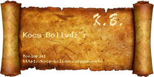 Kocs Bolivár névjegykártya
